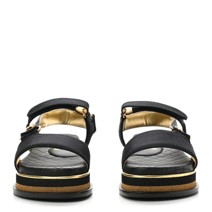 Chanel Satin CC Flat Sandals 39 Black Gold 2 of 7