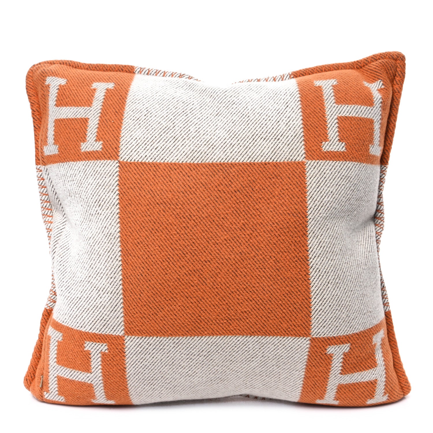 Hermes Wool Cashmere Avalon Pillow PM Ecru Potiron 2 of 3