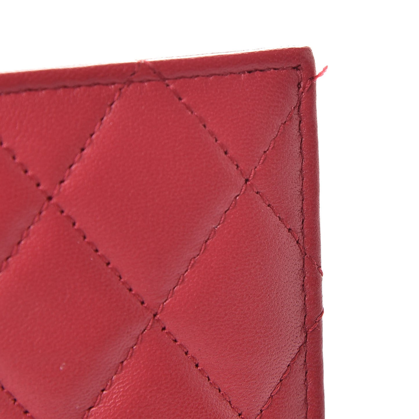 Lambskin Quilted Small Compact Wallet Red