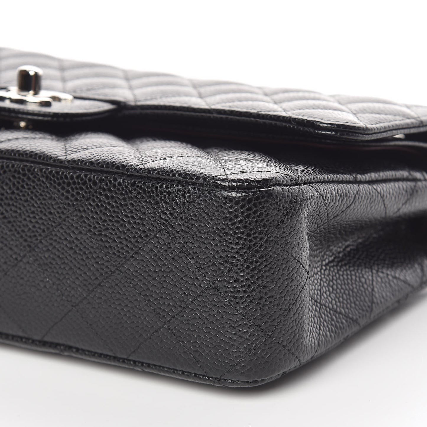 Caviar Quilted Medium Double Flap Black