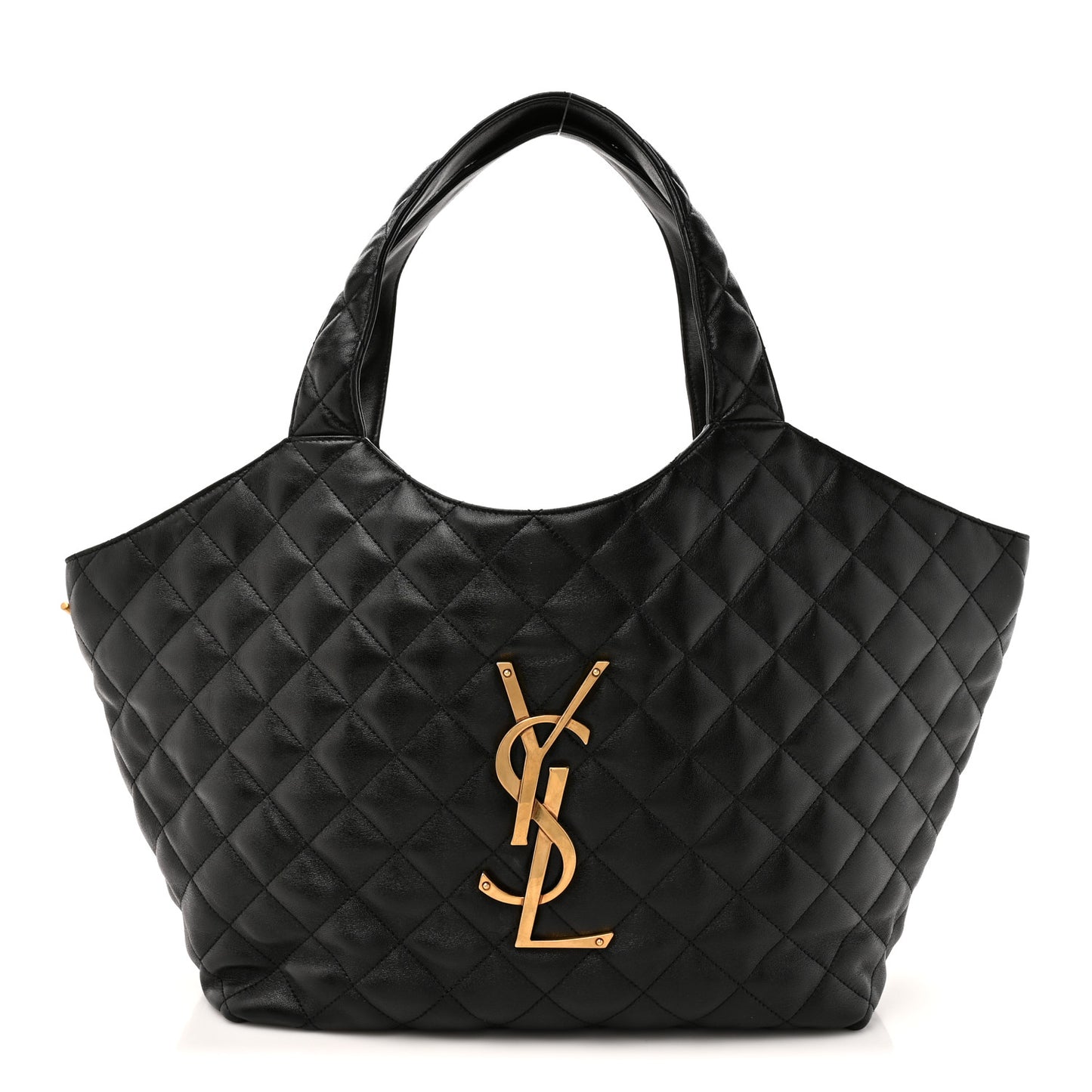 Lambskin Quilted Medium Icare Shopping Tote Black