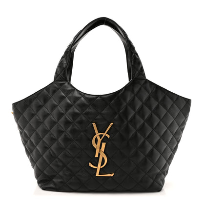 Saint Laurent Lambskin Quilted Medium Icare Shopping Tote Black 1 of 11