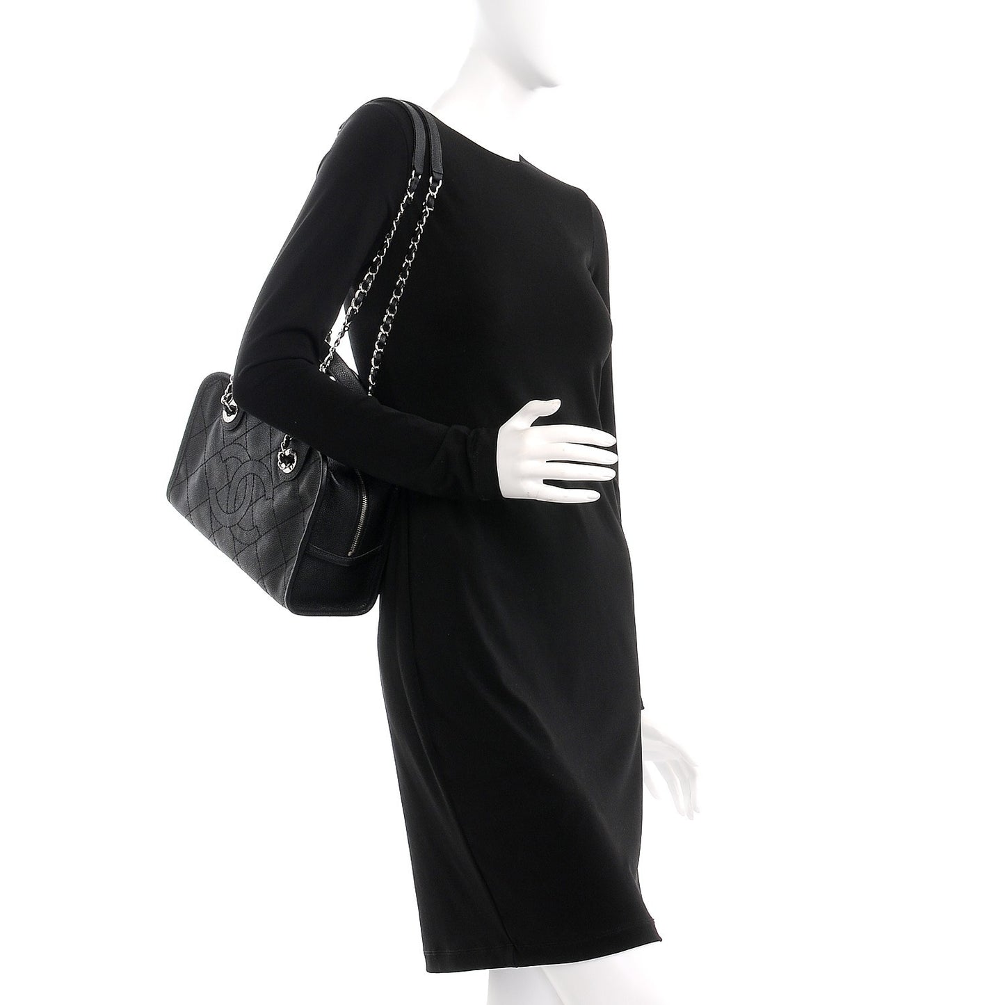Caviar Quilted Small Deauville Bowling Bag Black