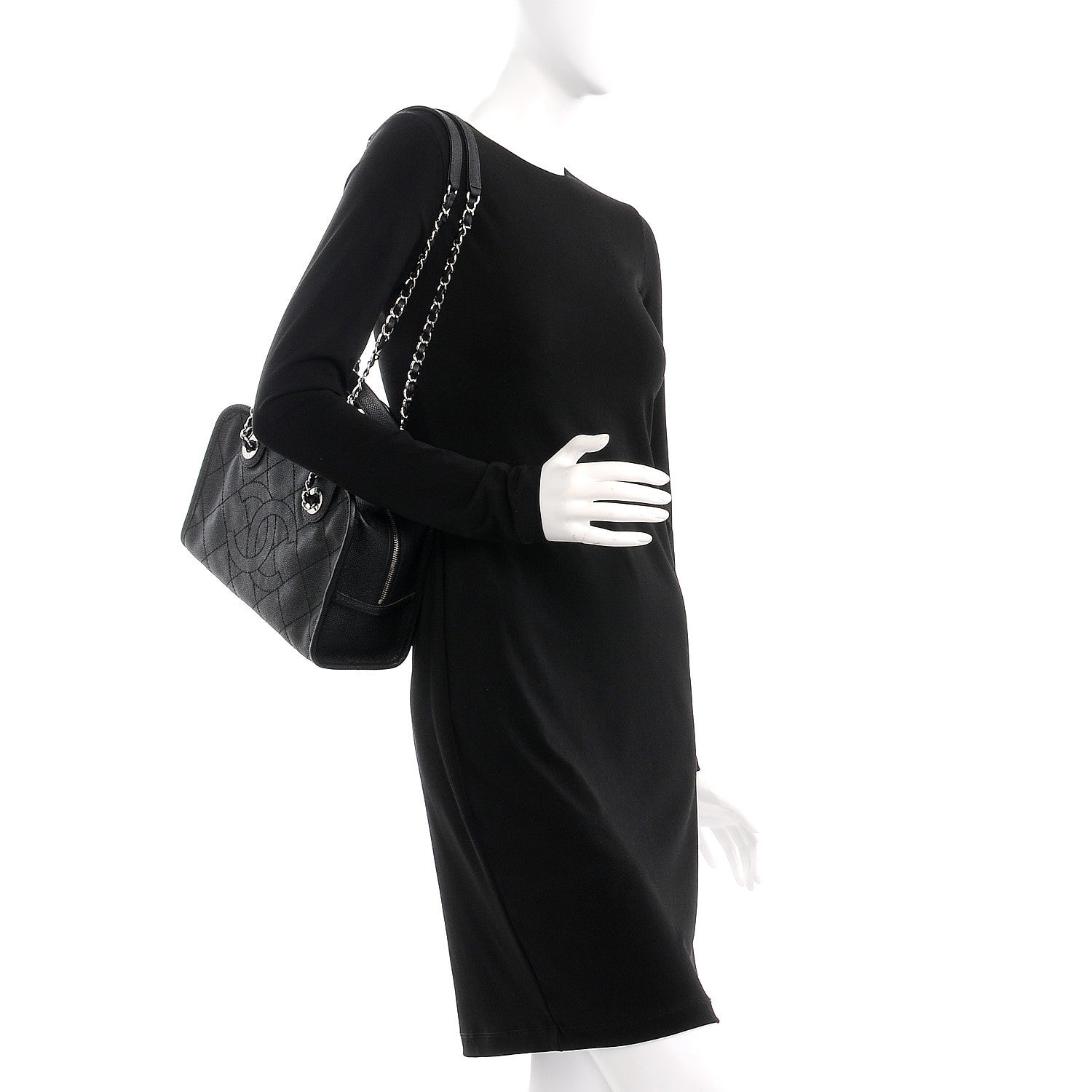 Chanel Caviar Quilted Small Deauville Bowling Bag Black 2 of 9
