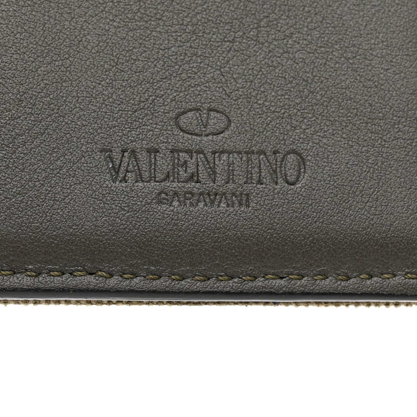 Canvas Rockstud VLTN Bi-Fold Wallet Olive