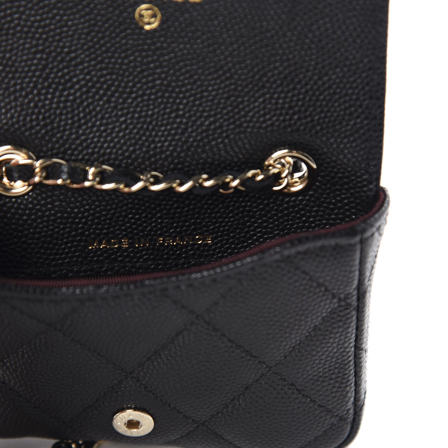Caviar Quilted Mini Chain Belt Bag Black