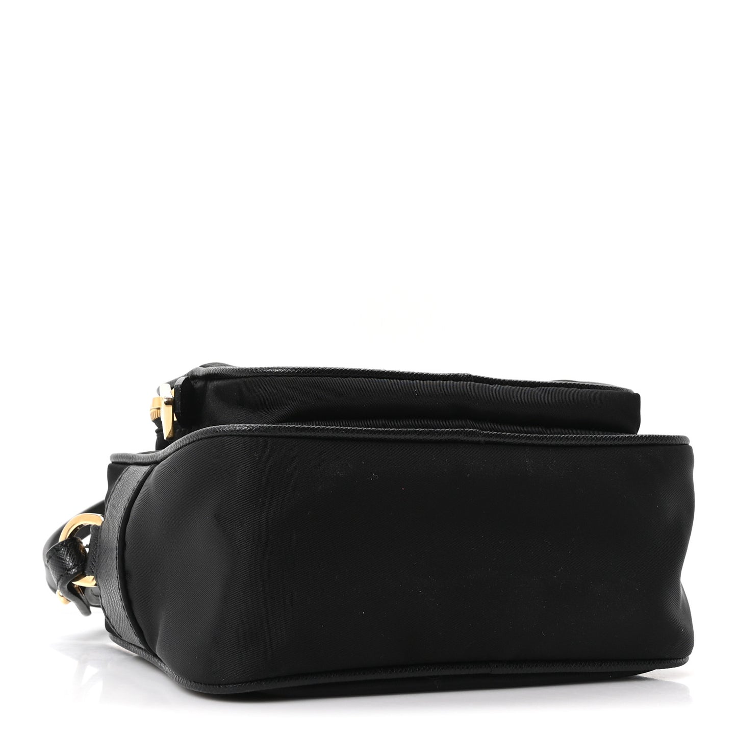 Nylon Vela Saffiano Double Zip Crossbody Black