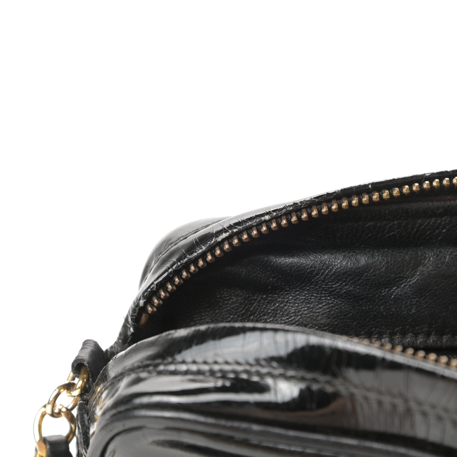 Chanel Patent Quilted Tassel Camera Case Black 13 of 15