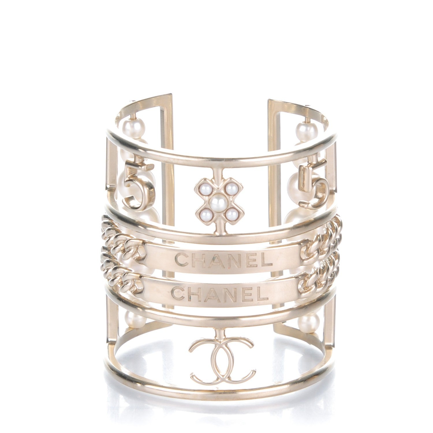 Chanel Metal Pearl CC Cuff Gold 1 of 5