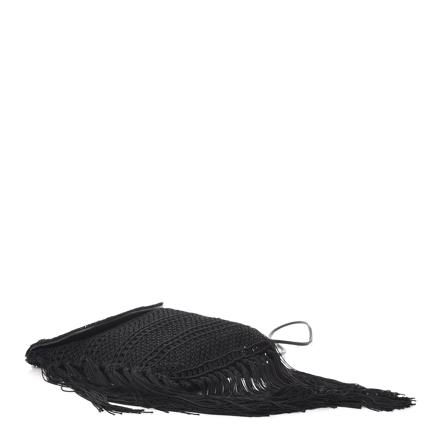 Saint Laurent Crochet Fringe Monogram Serpent Anita Small Crossbody Black 4 of 9