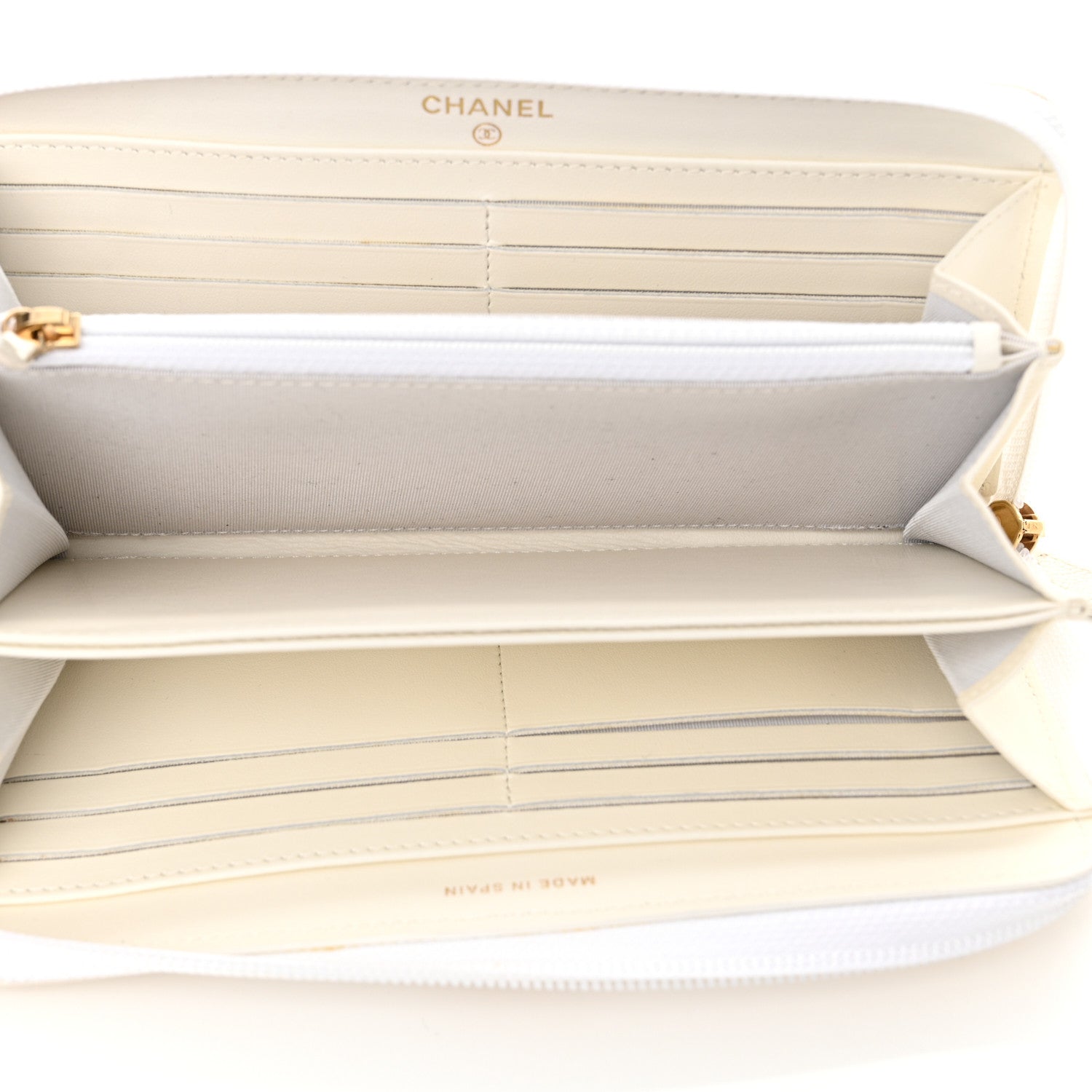 Chanel Caviar Quilted Boy Long Zip Around Wallet White 5 of 9