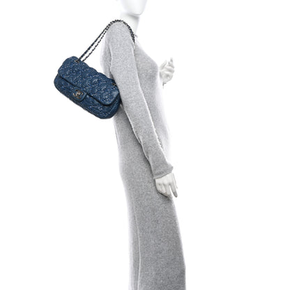 Chanel Nylon Quilted Medium Tweed on Stitch Bubble Flap Blue 2 of 11