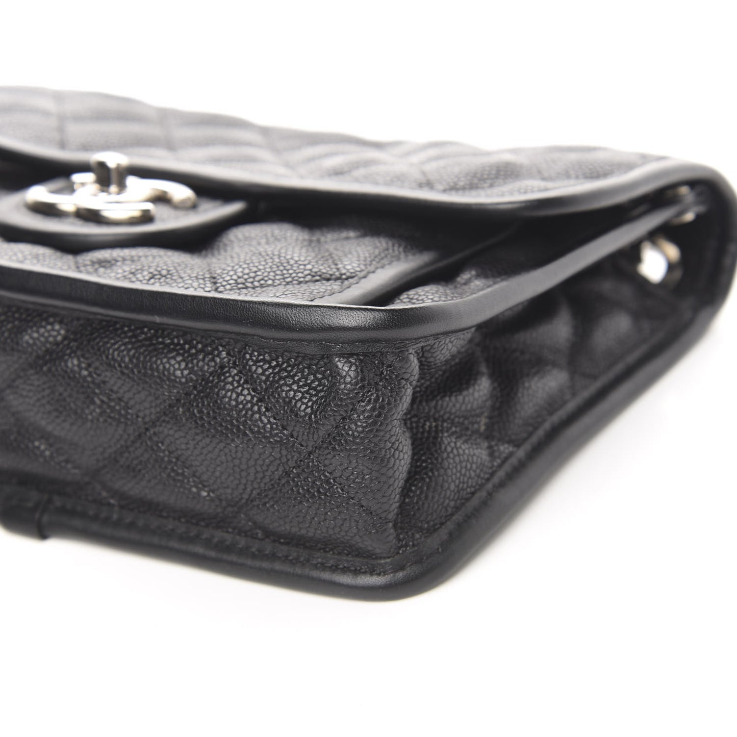 Caviar Quilted Mini French Riviera Flap Black
