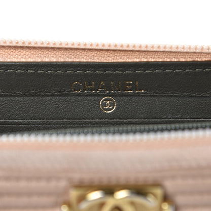 Chanel Caviar Quilted Small Boy Zip Around Wallet Beige 12 of 14