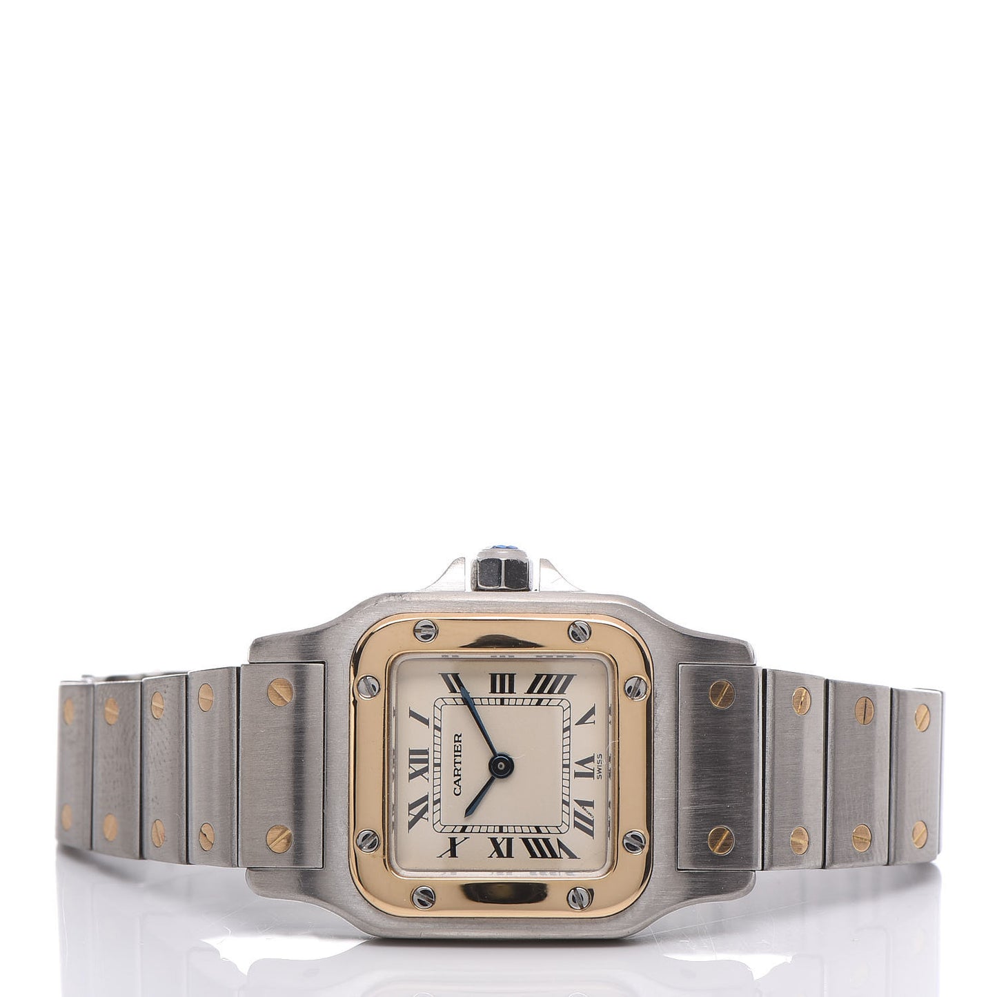 Stainless Steel 18K Yellow Gold 24mm Santos De Cartier Galbee Quartz Watch
