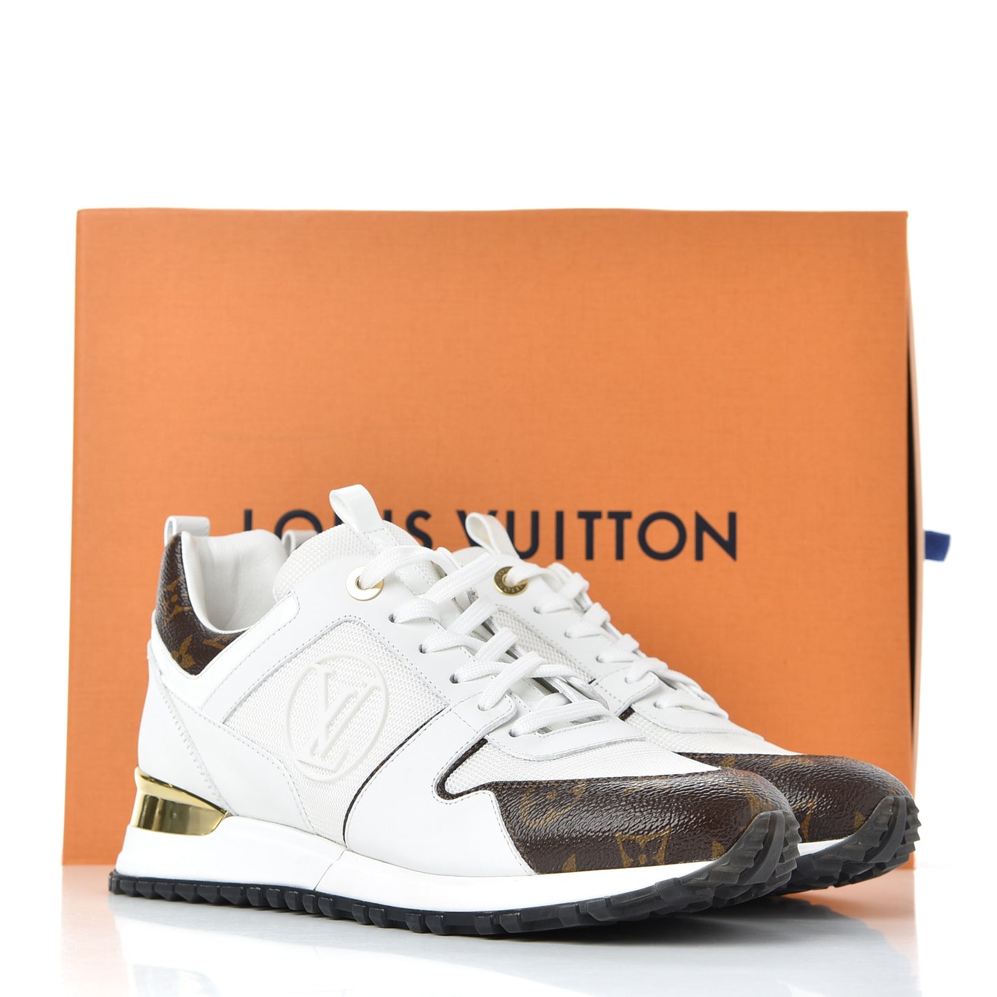 Calfskin Monogram Run Away Sneakers 39 White