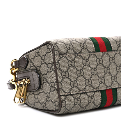 Gucci GG Supreme Monogram Textured Dollar Calfskin Web Mini Ophidia Top Handle Bag Beige Ebony New Acero 9 of 11
