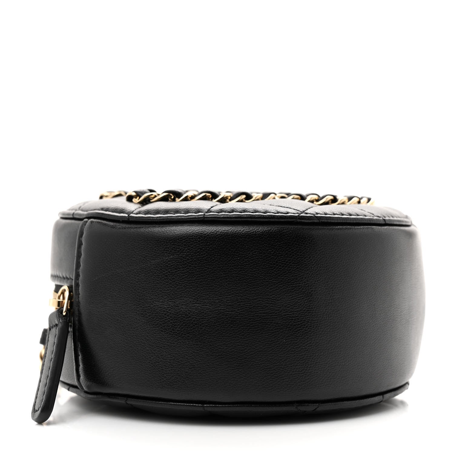 Chanel Lambskin Quilted Large CC Round Clutch With Chain Black 4 of 11