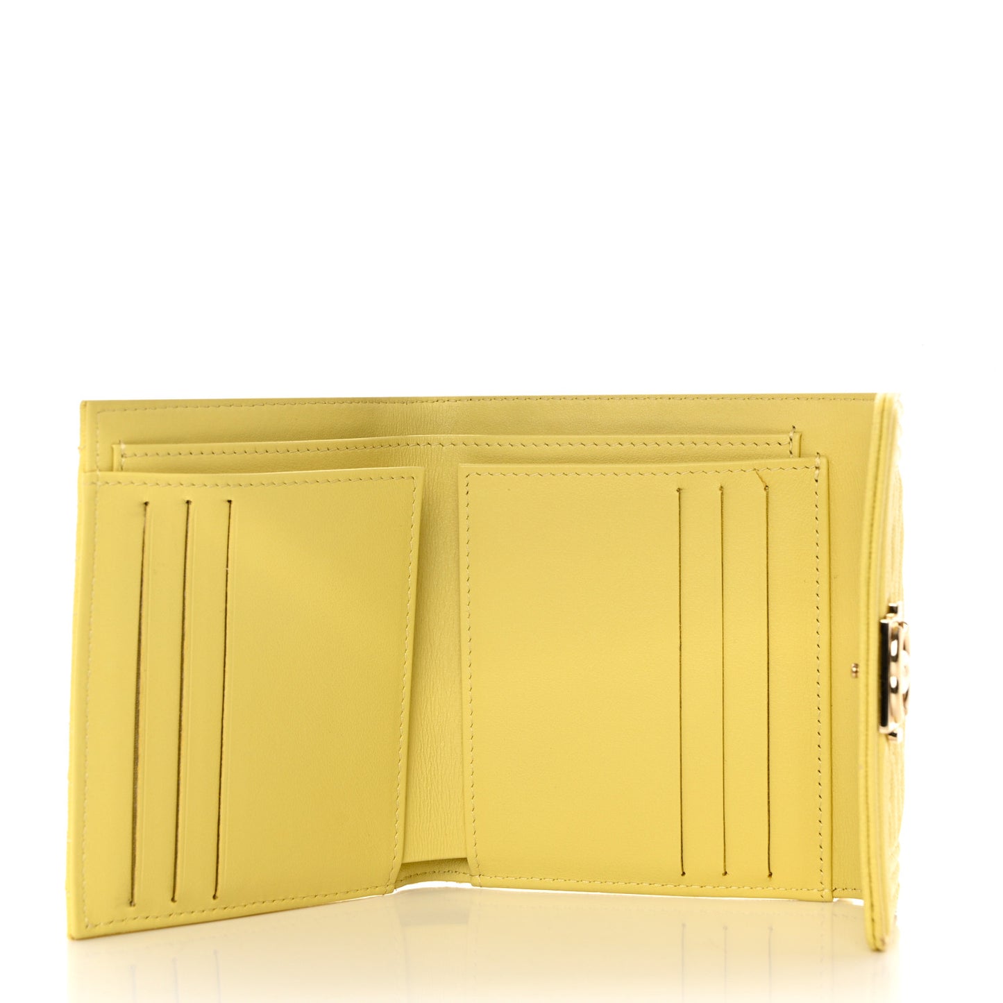 Caviar Chevron Quilted Boy Compact Wallet Yellow