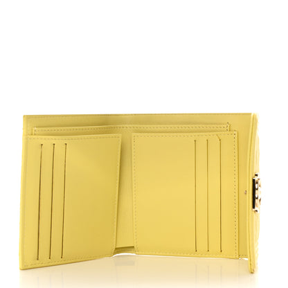 Chanel Caviar Chevron Quilted Boy Compact Wallet Yellow 5 of 9