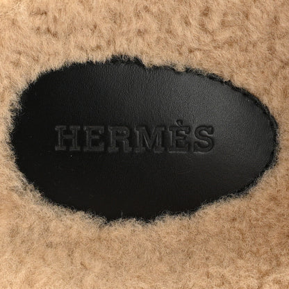 Hermes Calfskin Woolskin Mens Chypre Sandals 45 Black Ecru 7 of 11