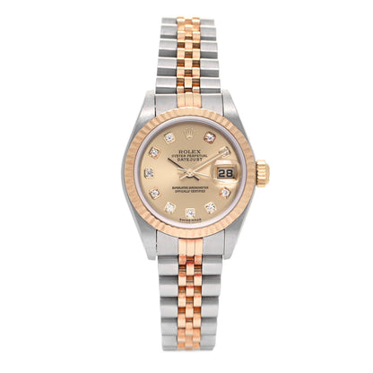 Rolex Stainless Steel 18K Yellow Gold Diamond 26mm Oyster Perpetual Datejust Watch Champagne 79173 1 of 7