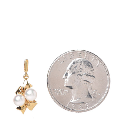 Mikimoto 18K Yellow Gold Akoya Pearl Bow Pendant 2 of 3