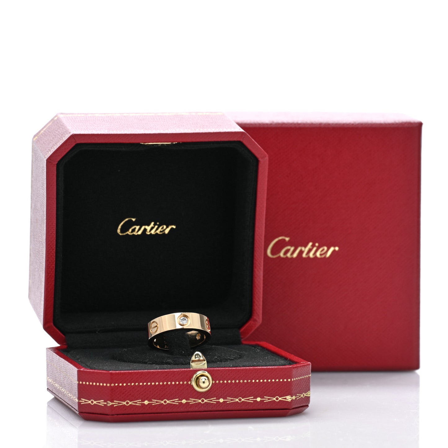 18K Yellow Gold 3 Diamond 5.5mm LOVE Ring 53 6.5
