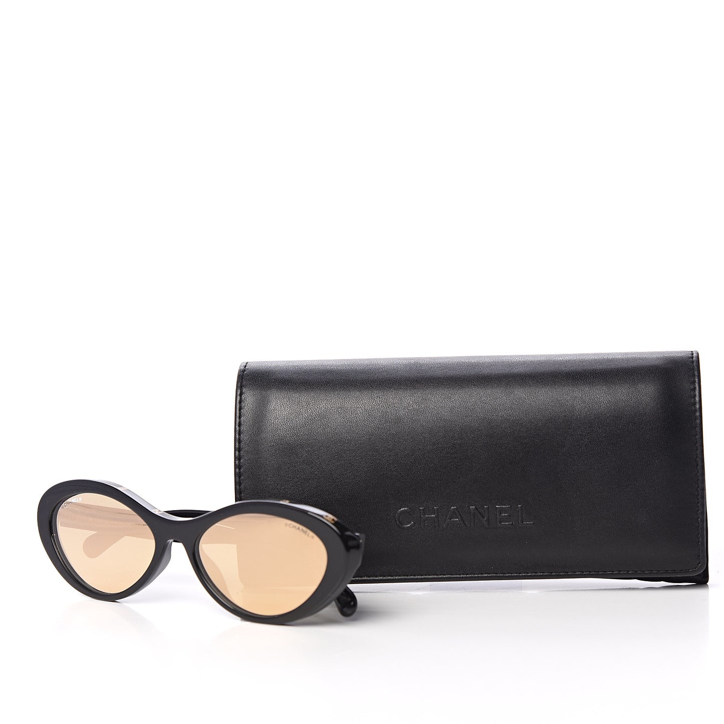 Acetate 24K Gold Mirror Oval Sunglasses 5416-A Black