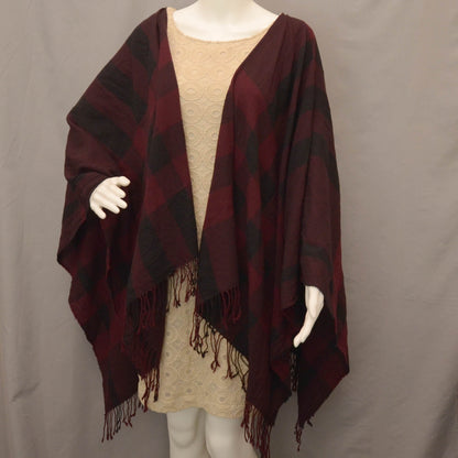 Burberry Fine Wool Mega Check Collette Cape Scarf Dark Pomegranate 2 of 4