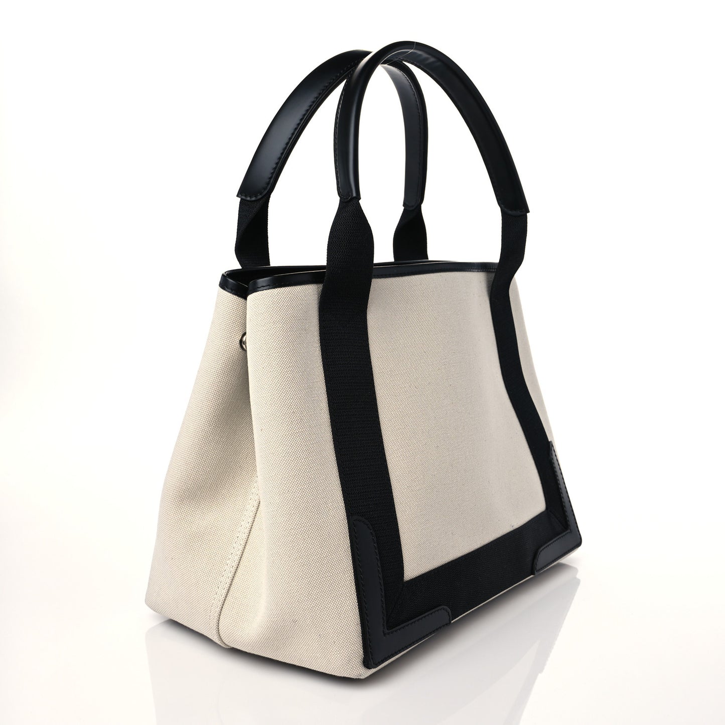 Cotton Canvas Calfskin Navy Cabas XS Natural Black