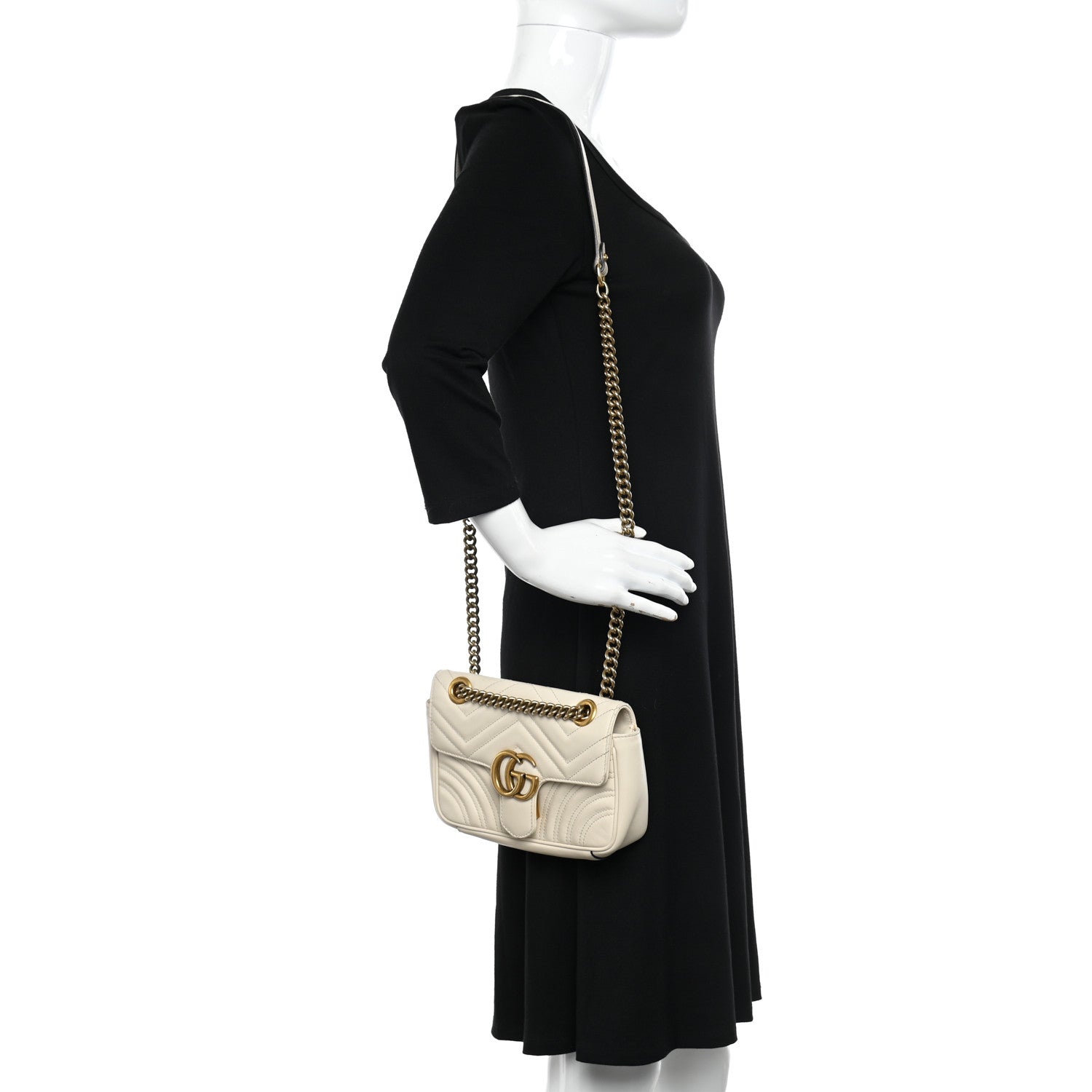 Gucci Calfskin Matelasse Mini GG Marmont Shoulder Bag White 2 of 17