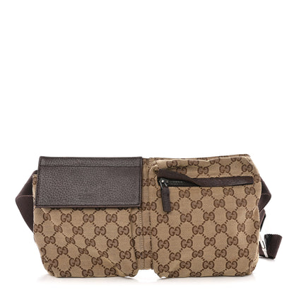Gucci GG Monogram Double Pocket Belt Bag Dark Brown 1 of 12
