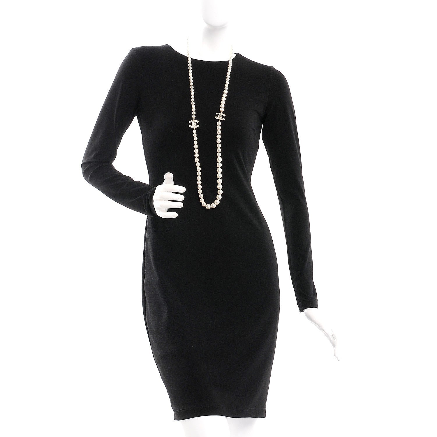 Chanel Pearl Baguette Crystal CC Long Necklace Gold 2 of 5