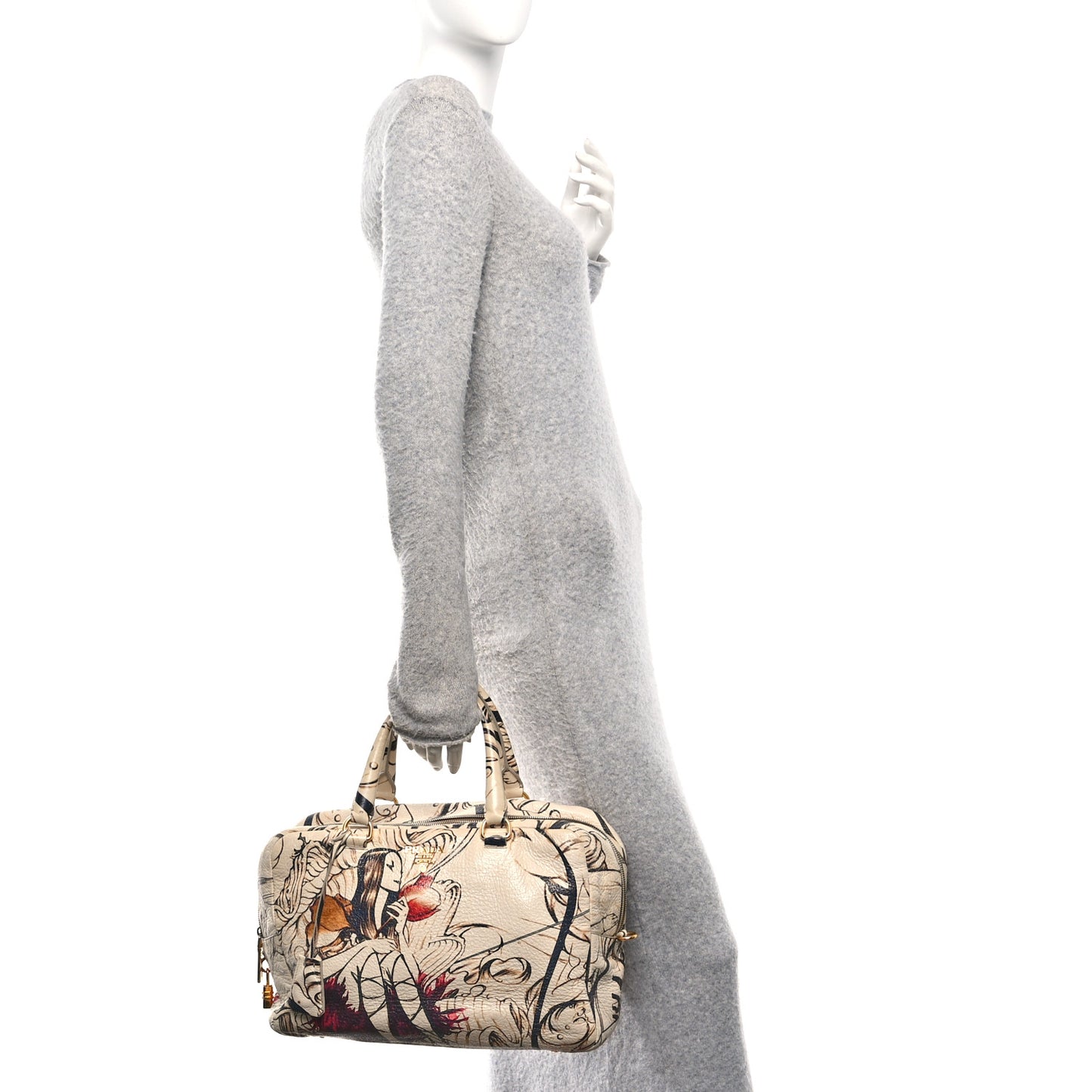X JAMES JEAN Cervo Lux Fairy Print Large Double Handle Boston Bag Prugna