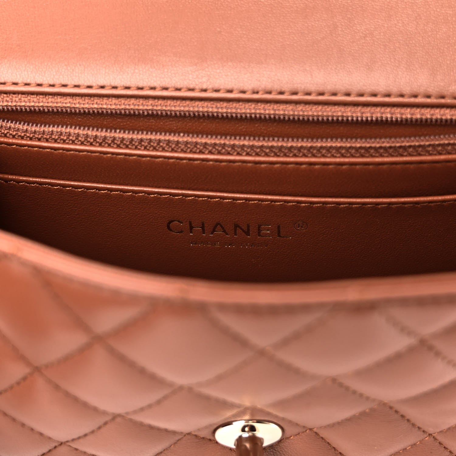 Chanel Lambskin Quilted Crystal Top Handle Rectangular Flap Brown 6 of 12