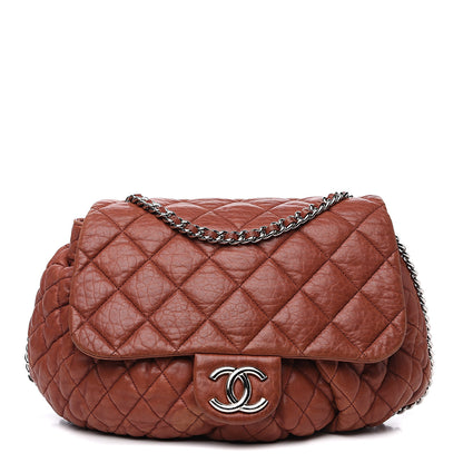 Chanel Washed Lambskin Quilted Large Chain Around Messenger Brown 1 of 15