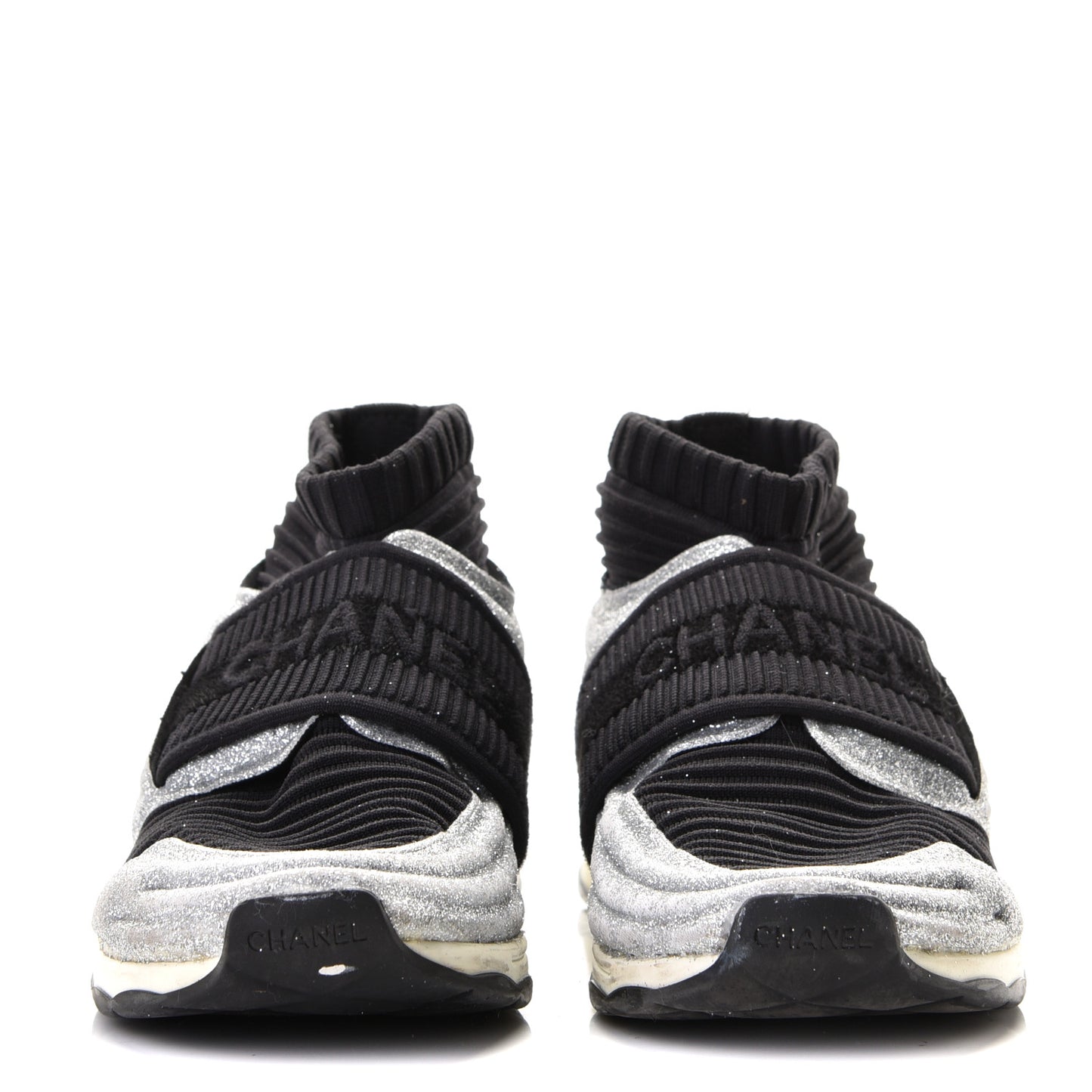 Glitter Stretch Fabric CC Sneakers 36.5 Black Silver