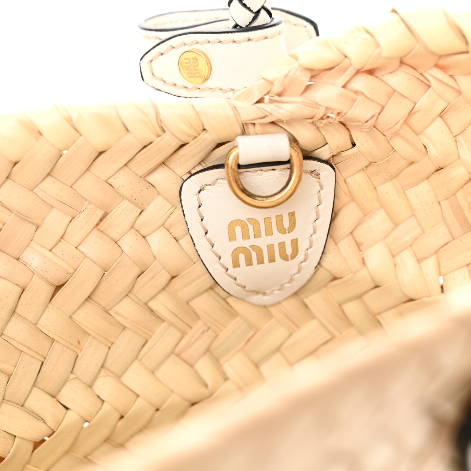 Miu Miu Palmetto Logo Tote Basket Natural White 6 of 10