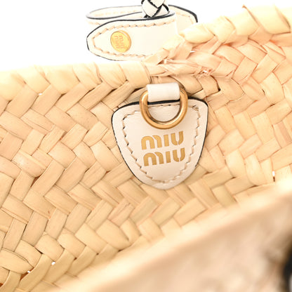 Miu Miu Palmetto Logo Tote Basket Natural White 6 of 10
