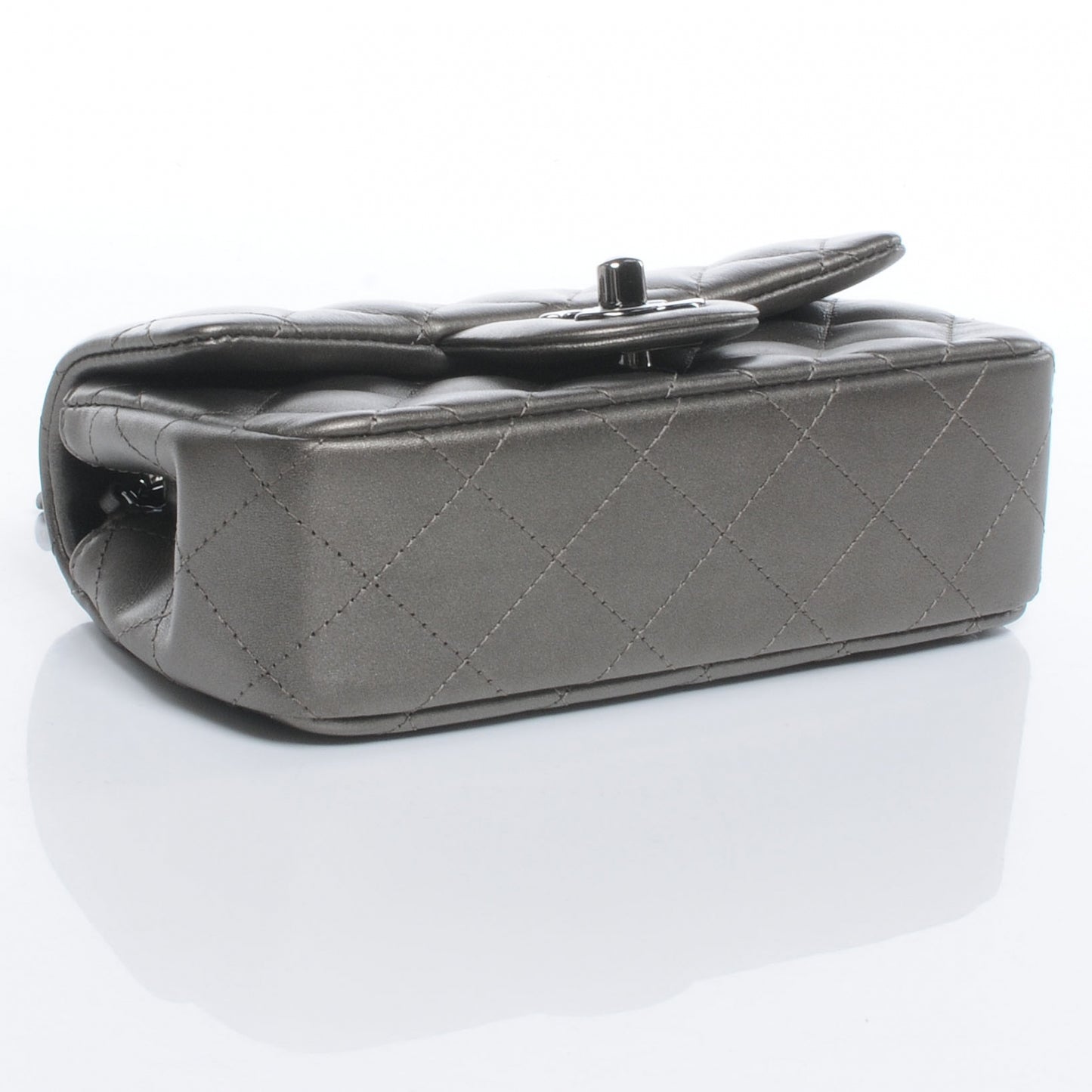 Lambskin Quilted Extra Mini Flap Dark Silver