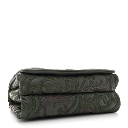 Versace Nappa Embroidered Baroque Palazzo Sultan Shoulder Bag Green 4 of 13