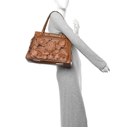 Valentino Garavani Vitello Lace Demetra Satchel Cognac 2 of 10