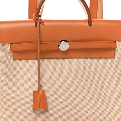 Hermes Toile Vache Calfskin Herbag 30 PM Backpack Natural 8 of 10