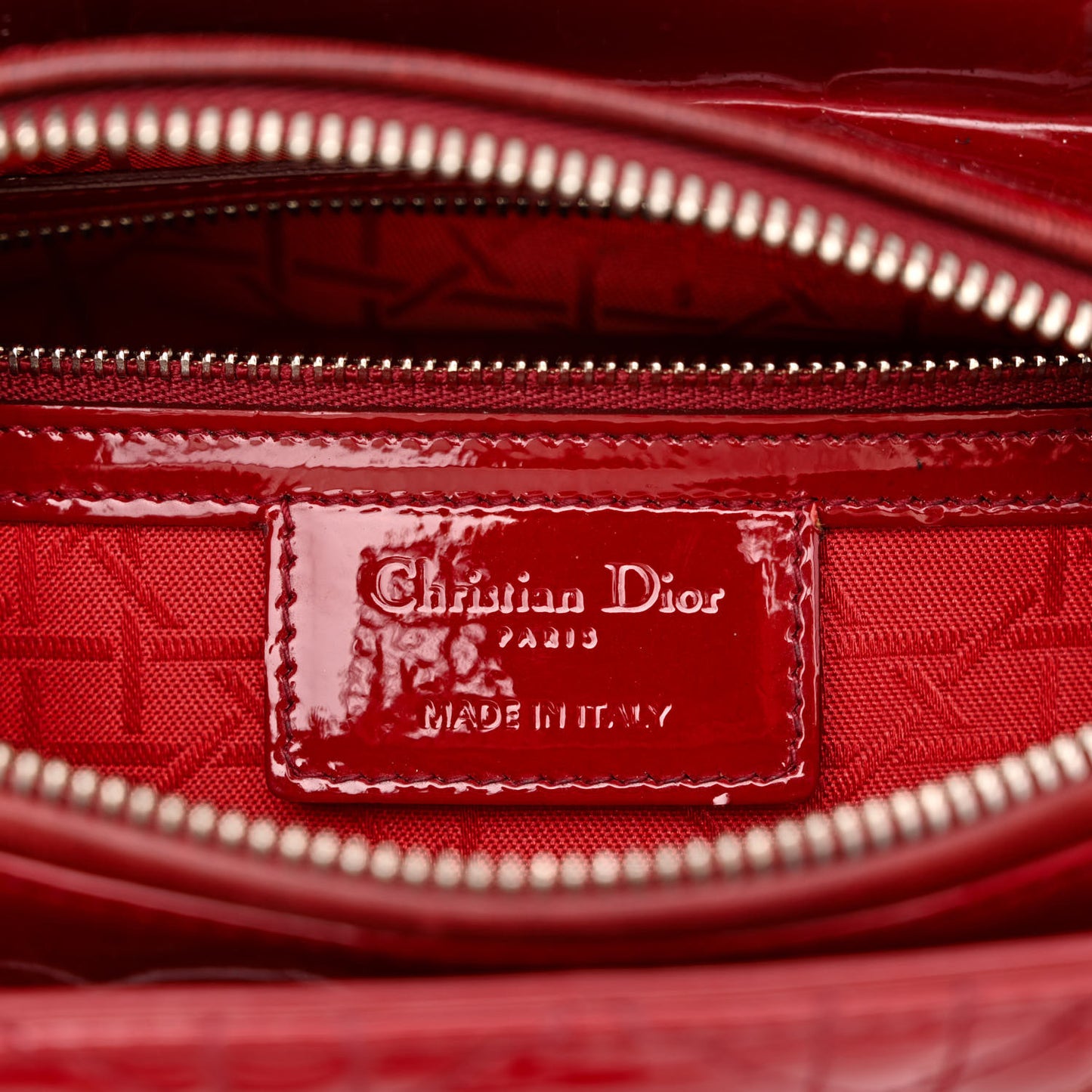 Patent Cannage Medium Lady Dior Red