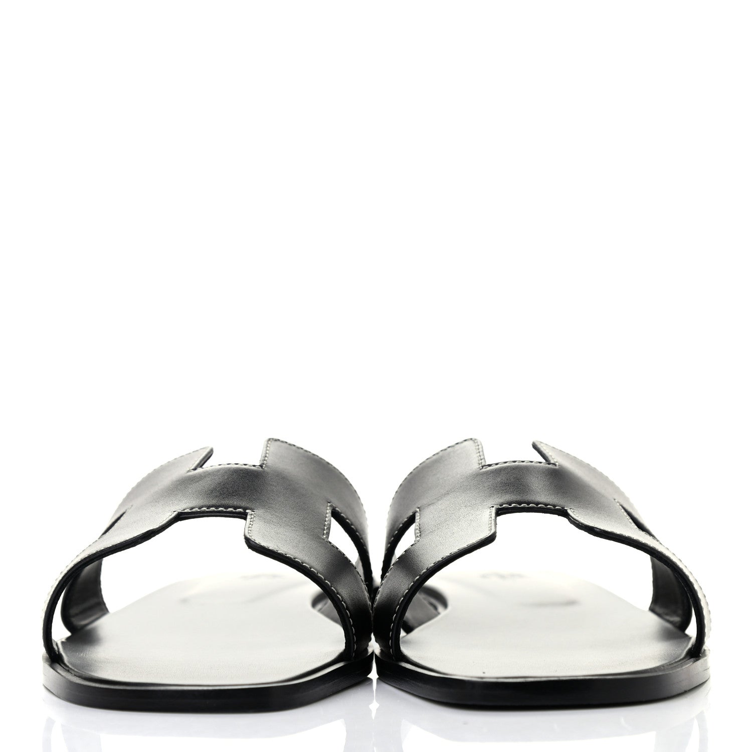 Hermes Box Calfskin Oran Sandals 40.5 Black 2 of 9