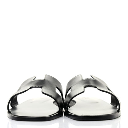 Hermes Box Calfskin Oran Sandals 40.5 Black 2 of 9