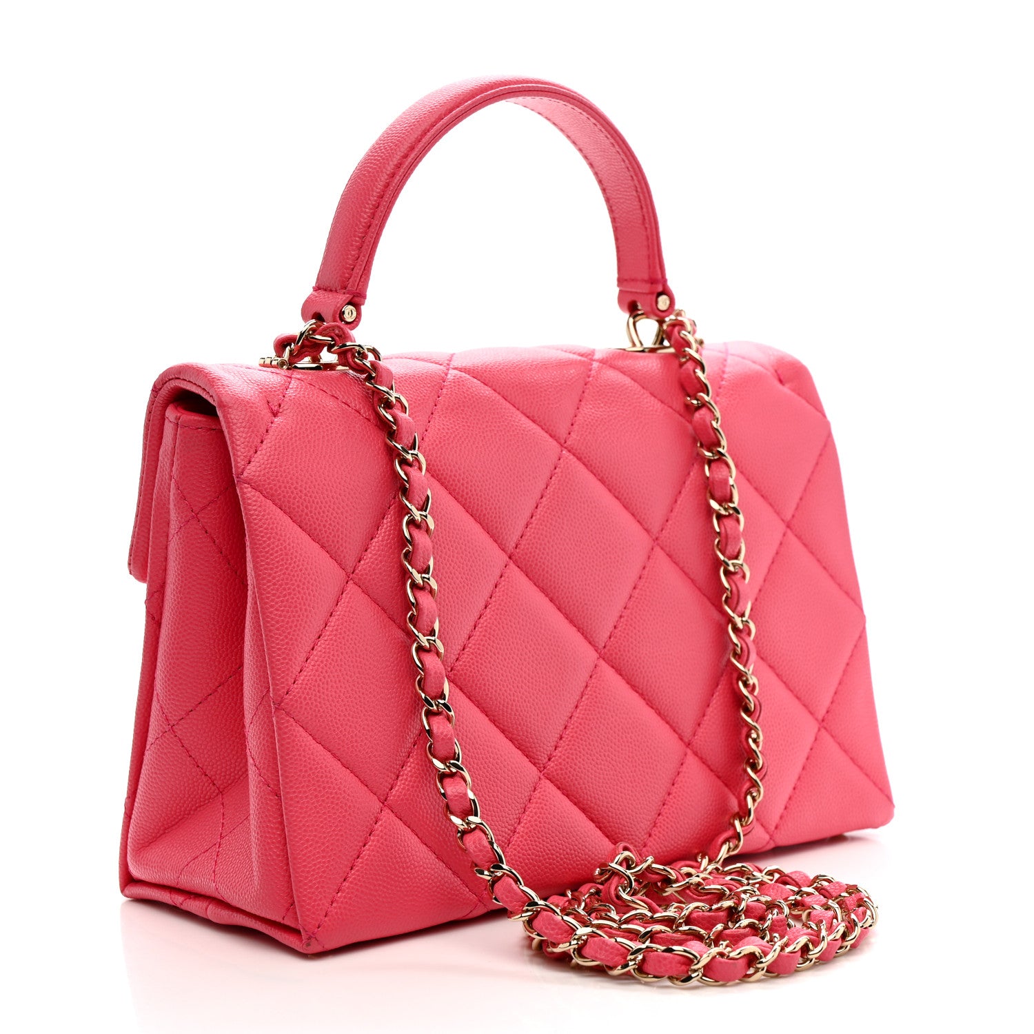 Chanel Caviar Quilted Mini Retro Twist Top Handle Flap Pink 3 of 12