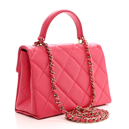 Chanel Caviar Quilted Mini Retro Twist Top Handle Flap Pink 3 of 12