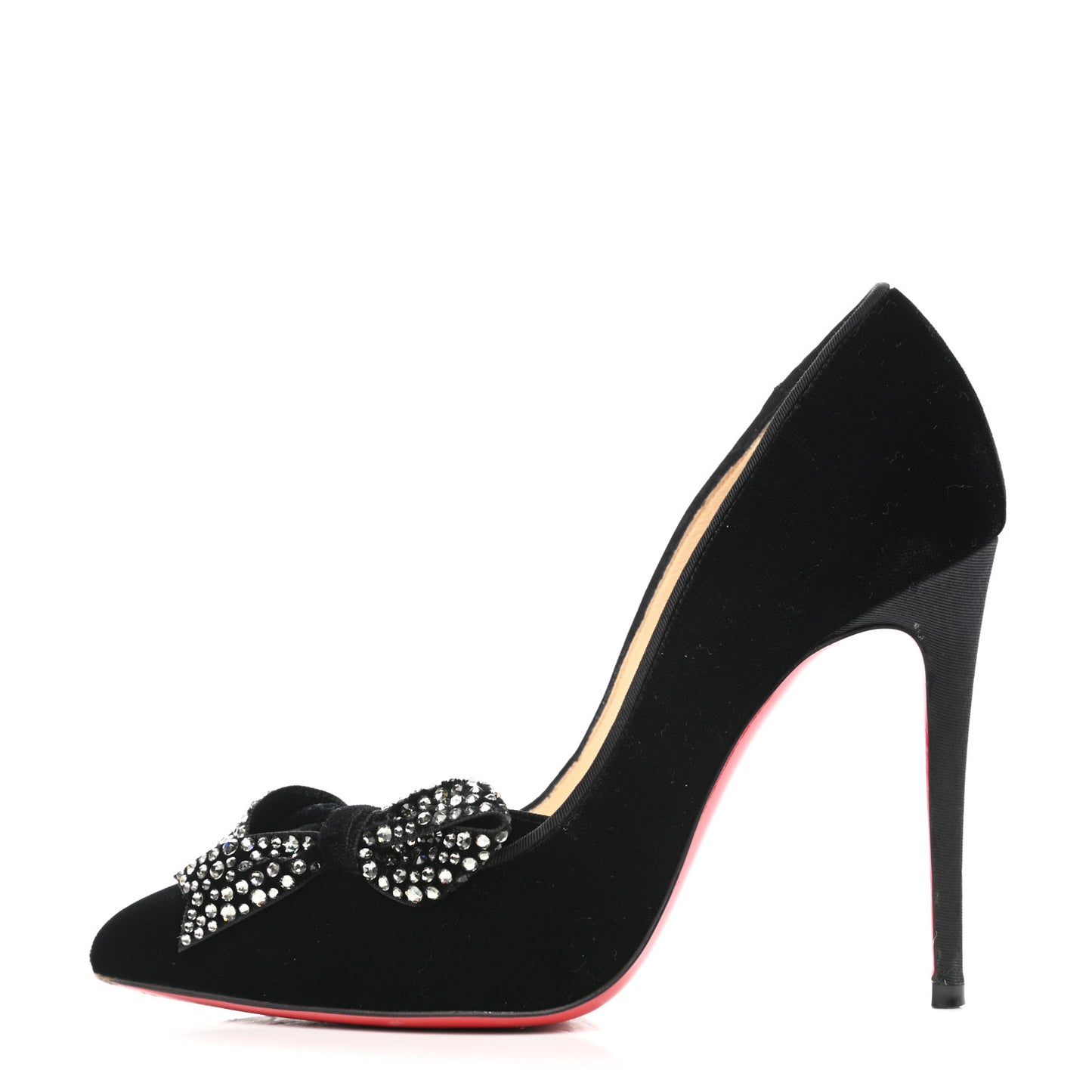 Velvet Madame Menule Bow 100 Pumps 35 Black
